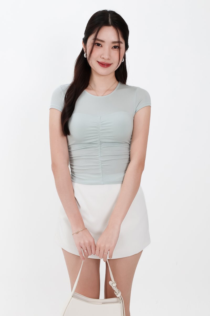 Harrie Half Sheer Tee in Soft Mint