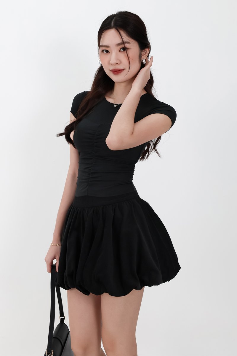 Harrie Half Sheer Tee in Black