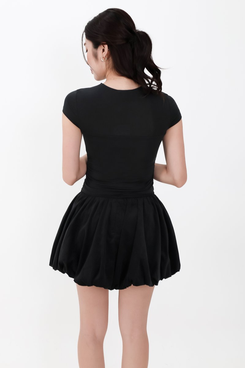 Harrie Half Sheer Tee in Black