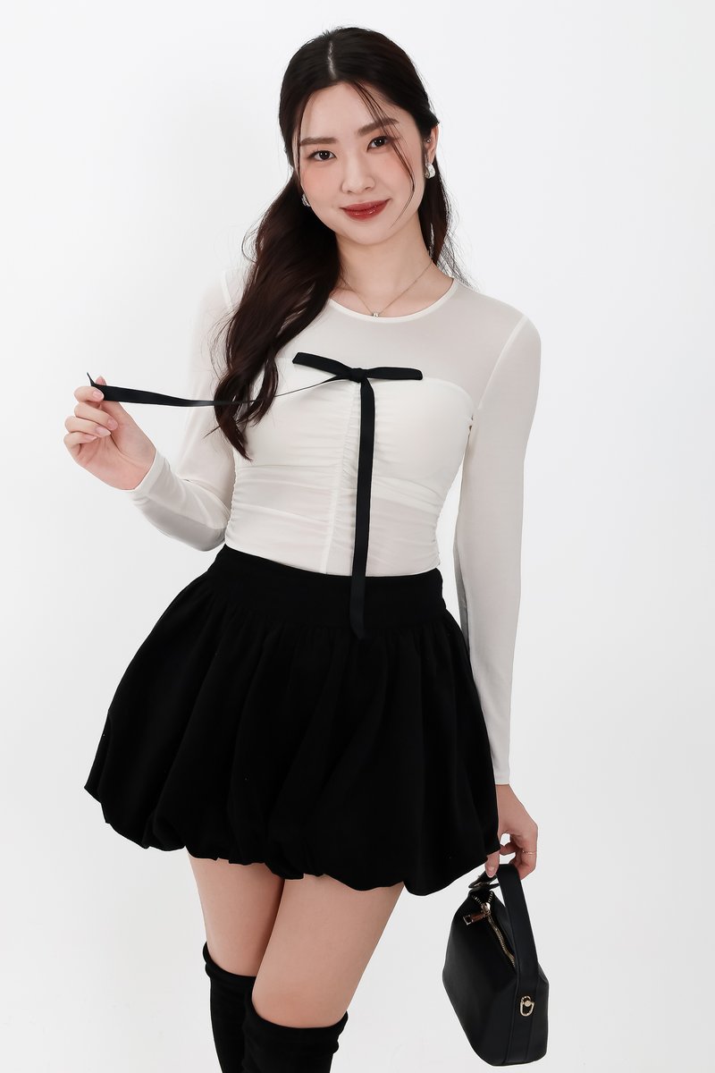 Clarie Corduroy Bubble Skorts in Black