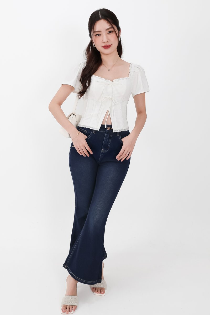Fae Fit & Flare Denim Jeans V2 in Very Dark Wash ( Petite Length )