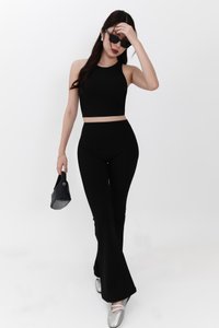 Annie Athleisure Co-ord Fit &amp; Flare Pants in Black ( Regular Length )