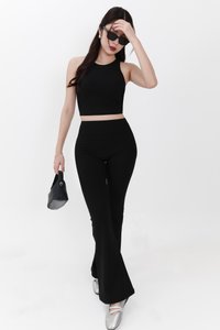 Annie Athleisure Co-ord Fit &amp; Flare Pants in Black ( Regular Length )