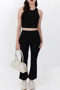 Annie Athleisure Co-ord Fit &amp; Flare Pants in Black ( Petite Length )