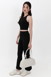 Annie Athleisure Co-ord Fit &amp; Flare Pants in Black ( Petite Length )
