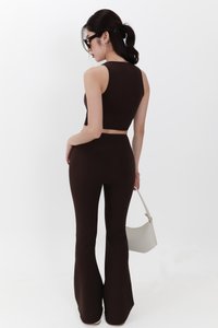 Annie Athleisure Co-ord Fit &amp; Flare Pants in Dark Brown ( Regular Length )