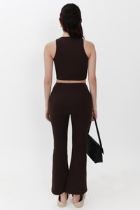Annie Athleisure Co-ord Fit &amp; Flare Pants in Dark Brown ( Petite Length )