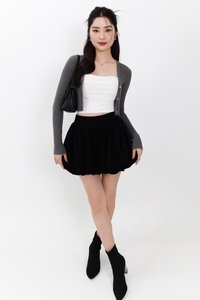 SALE EXCLUSIVE | Berlini Basic Knit Cropped Cardigan in Dark Grey