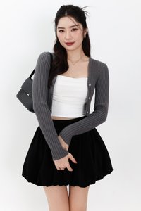 SALE EXCLUSIVE | Berlini Basic Knit Cropped Cardigan in Dark Grey