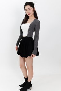 SALE EXCLUSIVE | Berlini Basic Knit Cropped Cardigan in Dark Grey