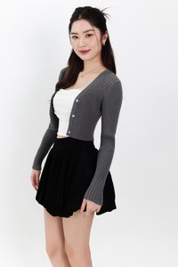 SALE EXCLUSIVE | Berlini Basic Knit Cropped Cardigan in Dark Grey