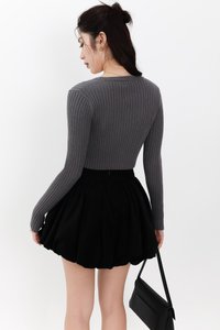 SALE EXCLUSIVE | Berlini Basic Knit Cropped Cardigan in Dark Grey