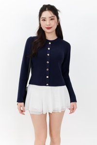Bridgette Button Knit Sweater in Midnight