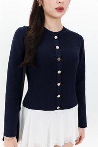 Bridgette Button Knit Sweater in Midnight