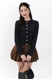 Bridgette Button Knit Sweater in Black