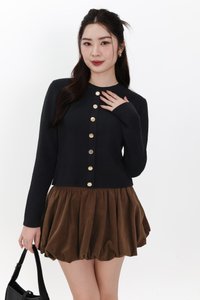 Bridgette Button Knit Sweater in Black