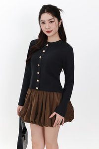 Bridgette Button Knit Sweater in Black
