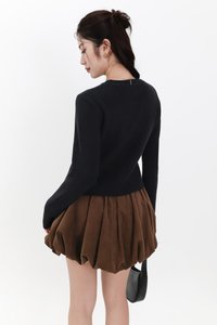 Bridgette Button Knit Sweater in Black