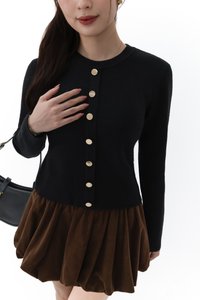 Bridgette Button Knit Sweater in Black