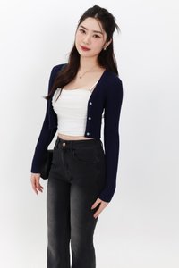 SALE EXCLUSIVE | Berlini Basic Knit Cropped Cardigan in Navy