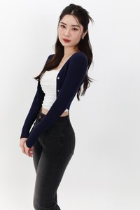 SALE EXCLUSIVE | Berlini Basic Knit Cropped Cardigan in Navy
