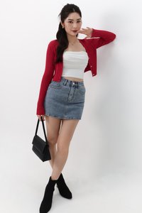 SALE EXCLUSIVE | Berlini Basic Knit Cropped Cardigan in Red