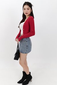 SALE EXCLUSIVE | Berlini Basic Knit Cropped Cardigan in Red