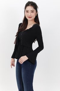 SALE EXCLUSIVE | Bria Bell Sleeve Cardigan Top Set in Black