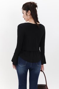 SALE EXCLUSIVE | Bria Bell Sleeve Cardigan Top Set in Black