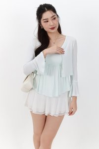SALE EXCLUSIVE | Bria Bell Sleeve Cardigan Top Set in Pale Mint