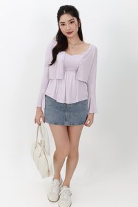 SALE EXCLUSIVE | Bria Bell Sleeve Cardigan Top Set in Pale Lilac