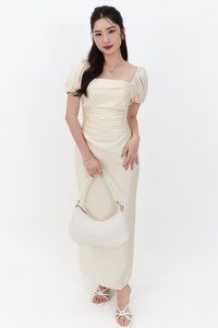 SALE EXCLUSIVE | Marielle Multi Way Satin Midaxi Dress in Pastel Yellow