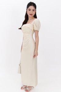 SALE EXCLUSIVE | Marielle Multi Way Satin Midaxi Dress in Pastel Yellow