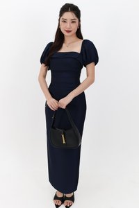 SALE EXCLUSIVE | Marielle Multi Way Satin Midaxi Dress in Midnight