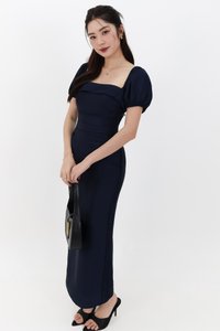 SALE EXCLUSIVE | Marielle Multi Way Satin Midaxi Dress in Midnight