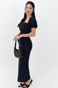 SALE EXCLUSIVE | Marielle Multi Way Satin Midaxi Dress in Midnight