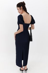 SALE EXCLUSIVE | Marielle Multi Way Satin Midaxi Dress in Midnight