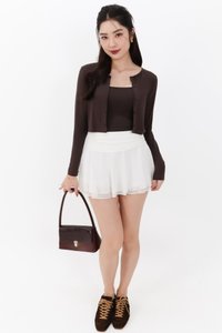 Chaeyi Cardigan Top Set in Dark Brown