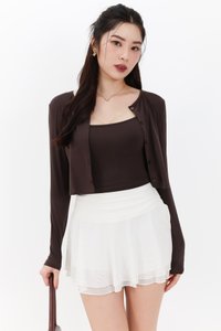 Chaeyi Cardigan Top Set in Dark Brown