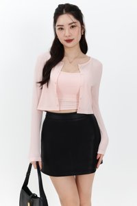 Chaeyi Cardigan Top Set in Light Pink