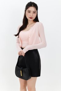 Chaeyi Cardigan Top Set in Light Pink