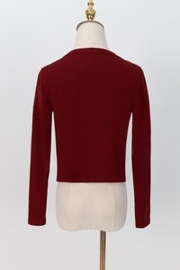Chaerin Cardigan Top Set in Dark Red
