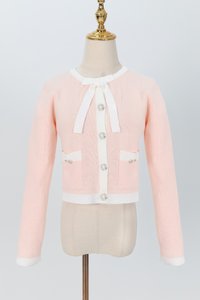 Casrine Contrast Knit Sweater in Cream White X Pink