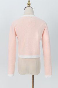 Casrine Contrast Knit Sweater in Cream White X Pink
