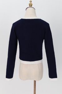 Casrine Contrast Knit Sweater in Cream White X Midnight