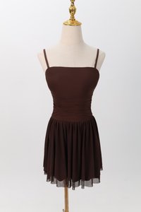 Mardy Mesh Romper Dress in Dark Brown