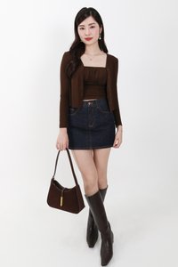 Chaerin Cardigan Top Set in Brown