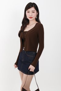 Chaerin Cardigan Top Set in Brown