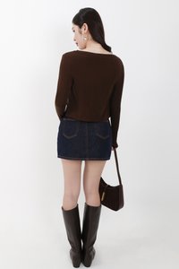 Chaerin Cardigan Top Set in Brown