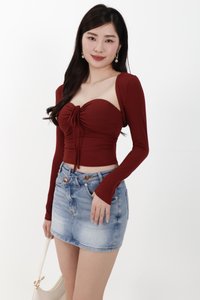 Bren Bolero Top Set in Dark Muted Red
